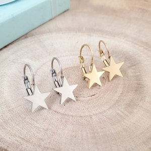Brincos de estrela em aço inoxidável dourado/prata - Brincos pequenos para dormir - Presente para mulheres/meninas - Presente de aniversário