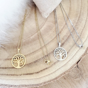 Gold or silver stainless steel tree of life necklace for women - steel tree of life pendant - birthday gift - mom gift