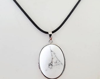 Collier Howlite - Collier pierre naturelle - Pendentif howlite - Collier régime minceur perte de poids femme/homme - Cadeau anniversaire