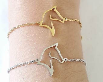 Gold/silver stainless steel horse bracelet - Personalized birthday gift for women and girls - Children's bracelet for girls - Animal bracelet