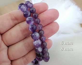 Amethyst bracelet - Women's/men's sliding bracelet -Semi-precious natural stone bracelet lithotherapy -Macramé stone bracelet 6/8 mm