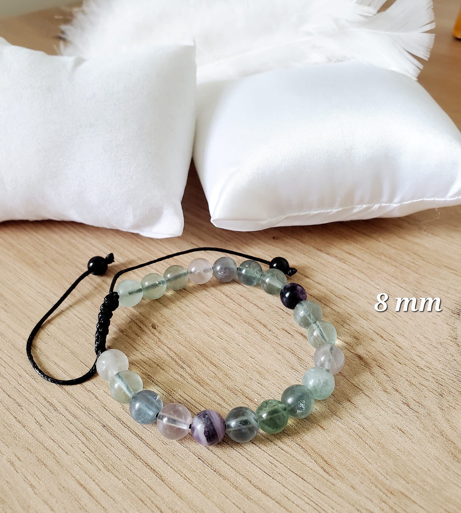 Bracelet Pierre Naturelle Fluorite 8 Mm : Coulissant Homme Ou Femme