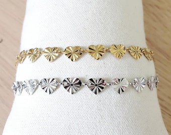 Gold/Silver stainless steel chain heart bracelet 15 to 28cm - Fine women's bracelet - Gold/Silver bracelet - Girl's bracelet - Summer ankle chain