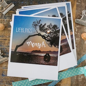 Postkarte für Herzensmenschen "Lieblingsmensch" im Polaroid Stil | Valentin Grußkarte mit individuellem Handlettering | Liebeskarte Nr.116