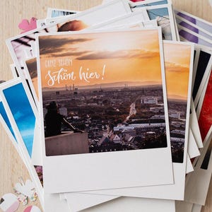 Postkarte "Ganz schön schön hier!" im Polaroid Stil | individuelles Handlettering & Foto-Gruß | Durlach Turmberg Aussichtsterrasse | Nr. 188