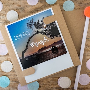 Grußkarte "Lieblingsmensch" mit Postkarte im Polaroid Stil | für Herzensmensch mit individuellem Handlettering zum Valentinstag | Nr. 2116