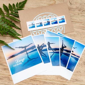 Traumhaftes Yoga Postkartenset mit motivierendem Lettering & Yoga Positionen | 5 inspirierende Karten | Pilates Flow Achtsamkeit | Nr. 5014
