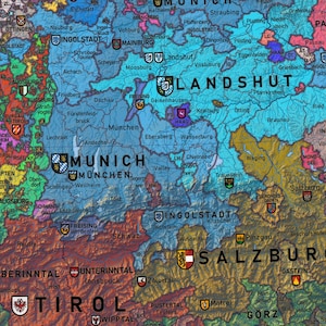 Mapa histórico de Alemania Sacro Imperio Romano Germánico 1444 imagen 2