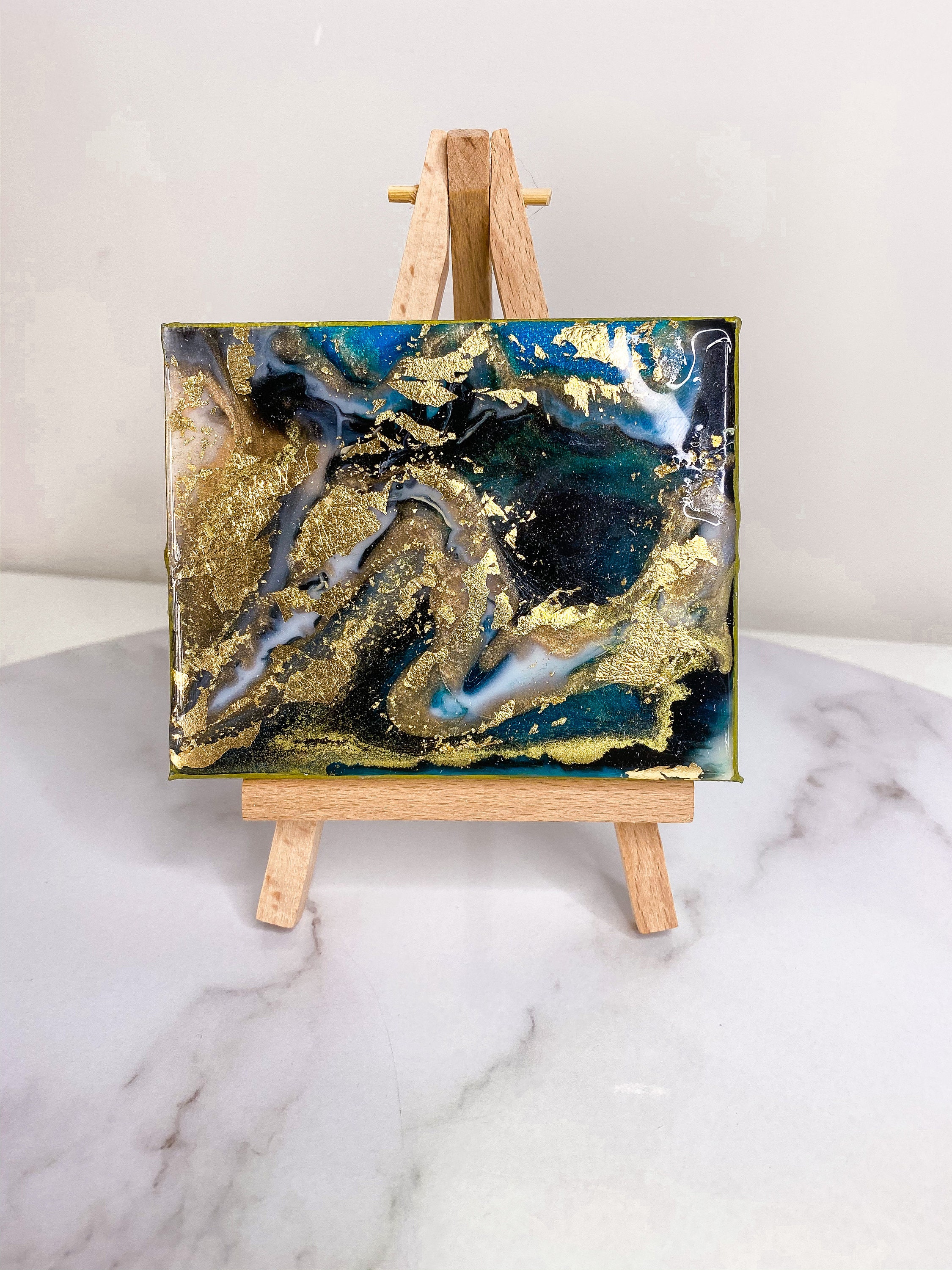 Mini Abstract Resin Art on Canvas Etsy