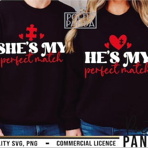 Él es mi pareja SVG PNG, ella es mi pareja svg, pareja Valentine Svg, camisa de San Valentín svg, rey y reina svg, camisas de pareja svg, camisas a juego