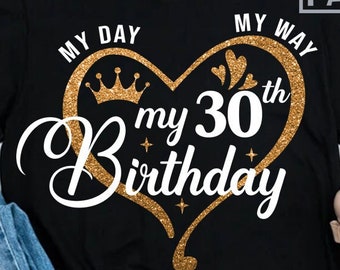 30th Birthday SVG PNG, 30th Birthday Shirt Svg Design For Women, Hello 30 Svg, 30 And Fabulous, Thirty Svg, 30th Birthday Svg, 30th Gift Svg
