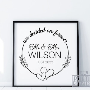 We decided on forever SVG PNG, Wedding svg, Bride Groom svg, Mr & Mrs SVG, Wedding reception sign svg, Mr and Mrs Monogram, Marriage svg