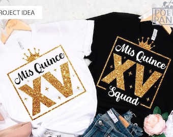 Mis Quince SVG PNG, Dulce 15 Svg, Mi Quinceaera Svg, Cricut Svg, Feliz Cumpleaños Svg, Camisa de Cumpleaños Svg, 15o Cumpleaños Svg, Quince Squad Svg