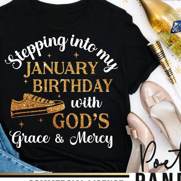 January Birthday SVG PNG, Christian Svg, Women Birthday Shirt Svg, Birthday Queen Svg, Afro Girl Svg, January Birthday Png, Capricorn Svg