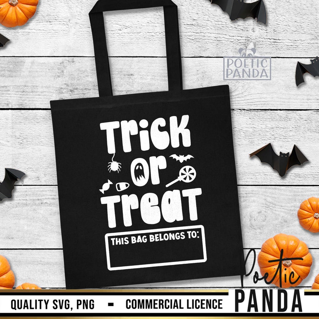 Trick or Treat Bag SVG PNG, Bag of Treats Svg, Kids Halloween Bag ...