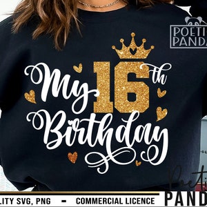 16.Geburtstag SVG, 16. Geburtstag Monogramm, Geburtstagskind SVG, 16. Geburtstag Png, Sweet Sixteen Geburtstagsgeschenk, Cricut, Geburtstagsshirt Shirt, Sweet 16 Geburtstagsgeschenk