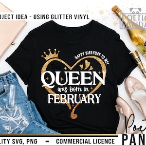 Königin geboren im Februar SVG PNG, Geburtstags-Shirt-Svg, Pisces-Svg, Geburtstags-Diva-Svg, Melanin-Svg, Februar Geburtstags-Svg, Cricut, Wassermann-Svg