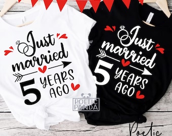 5e huwelijksverjaardag SVG PNG, houten bruiloft, getrouwd 5 jaar geleden Svg, bijpassende shirts voor hem en haar voor 5e verjaardag Svg Cricut Cut-bestand