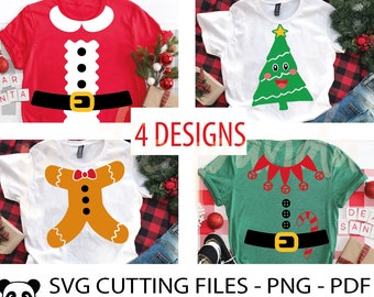 4 Christmas bundle svg, Christmas tree svg, Elf shirt svg, Christmas costume svg, Kids Christmas, Christmas sweater svg, Santa costume svg