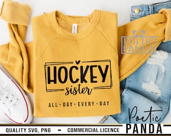 Hockey Schwester SVG PNG, Retro Zeichnung, Hockeyspielerin Motiv, Schwester Dekor, Hockey Mama Motiv, Spieltag Hockey, Hockeyschläger, Hockey Puck