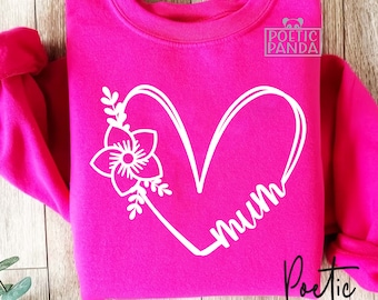 Mum SVG PNG, Mother's Day Svg, Floral Mum Heart Shape Svg, Mum Shirt Svg, Mum Heart Svg, Gift To Mum Svg, Best Mum Ever