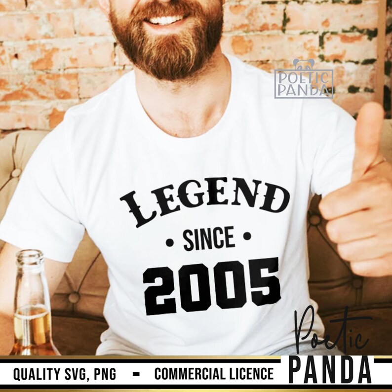 May include: White t-shirt with black text that reads "LEGEND SINCE 2005".