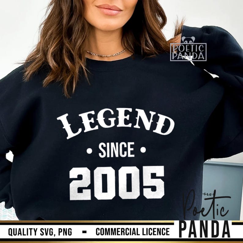 May include: Black sweatshirt with white text that reads "LEGEND SINCE 2005".