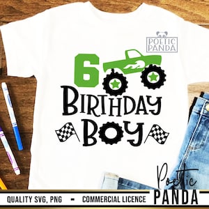 6.Geburtstag SVG PNG, Monstertruck Plotterdatei, Geburtstags-Shirt-Svg, Junge 6.Geburtstag-Svg, 6