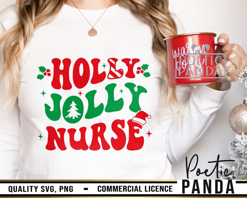 Holly Jolly SVG PNG, Merry And Bright, Xmas Svg, Happy Holidays Svg, Svg File, Boho Svg, Silhouette Svg, Trendy Svg, Merry Svg, Mama Claus Svg, Christmas Svg File, Sarcastic Svg, Shirt Svg, Christmas Holly Svg, Pillow Svg, Christmas Round Svg