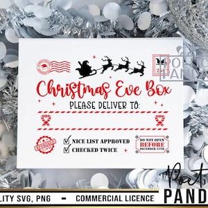 Christmas Eve Box SVG PNG, Santa Tray Svg, Santa Sack Svg, Gift Boxes Svg, Svg Box, Custom Family Christmas Svg, Santa Sack Custom Name Svg