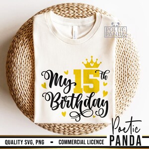 15th Birthday SVG PNG, 15th Birthday Shirt Svg, Cute 15th Birthday Gift Svg, Birthday Princess Svg, 15 Years Old Svg Girls, Mis Quince Svg image 8