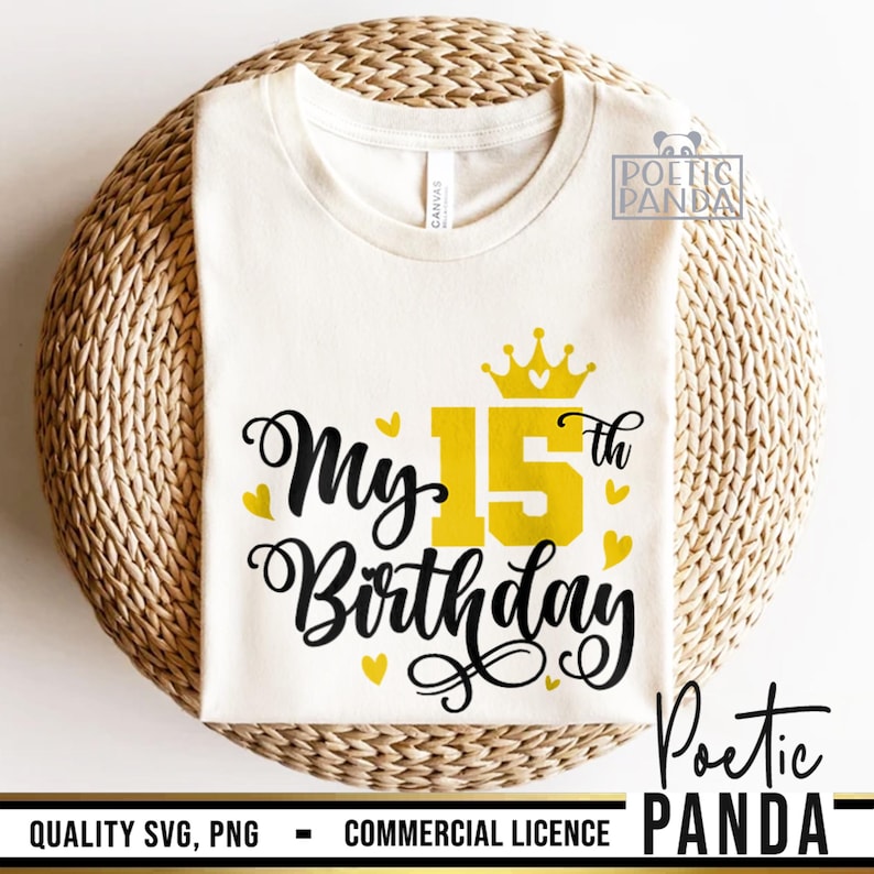 15th Birthday SVG PNG, 15th Birthday Shirt Svg, Cute 15th Birthday Gift Svg, Birthday Princess Svg, 15 Years Old Svg Girls, Mis Quince Svg image 8