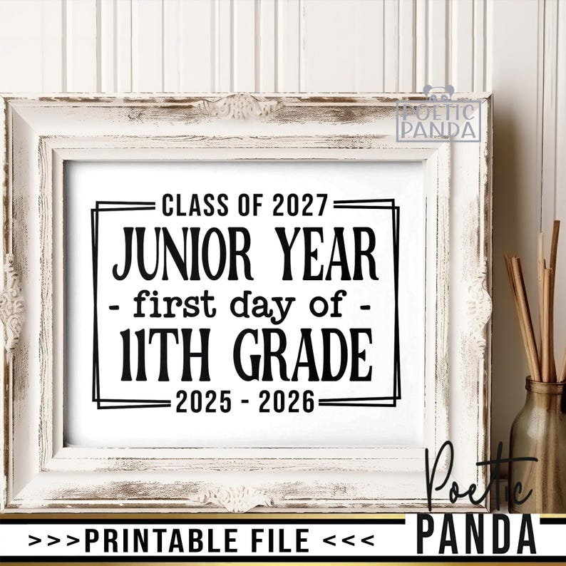 Printable Sign First Day of Junior Year PNG, 1st Day of 11th Grade ...