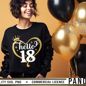 Bonjour 18 ans SVG PNG, 18e anniversaire Svg, 18e anniversaire chemise Svg, 18e anniversaire fille Svg, 18 ans et fabuleux Svg, enfin 18 Svg