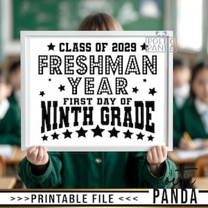 Printable 1st Day Of Freshman Year Sign PNG, 1st Day Of 9th Grade Sign, Class of 2029, Freshman Year Photo Prop, First Day of High School