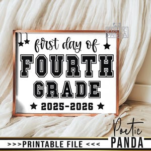 Printable First Day Of 4th Grade Sign, 1st Day of Fourth Grade Printable Poster, Classroom Sign 1st Day Of 4th Grade, 4th Grade Photo Prop