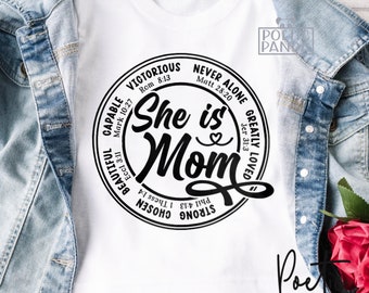 She Is Mom SVG PNG, She Is Strong Svg, Mom Svg, Mom Life Svg, Mama Svg, Mother's Day Quote Svg, Mom Shirt Svg, Christian Mom Svg