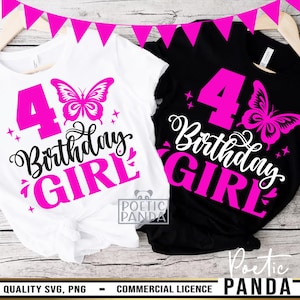 4th Birthday Svg, Fourth Birthday Svg, 4th Birthday Girl Svg, Butterfly Svg, 4th Birthday Shirt Svg, 4th Birthday Gift Svg, 4th Birthday Png