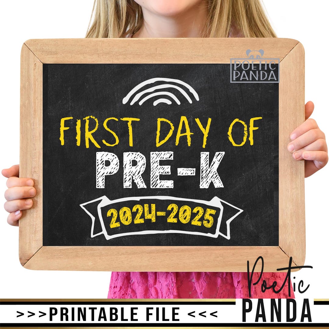 Printable First Day of Prek Sign, First Day of Preschool Sign, Pre-k ...