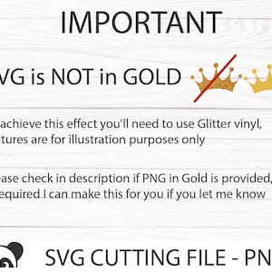 May include: IMPORTANT: SVG is NOT in GOLD. To achieve this effect, you'll need to use glitter vinyl. Pictures are for illustration purposes only. Please check the description to see if a PNG in gold is provided. If needed, I can make this for you. Let me know. SVG CUTTING FILE - PNG
