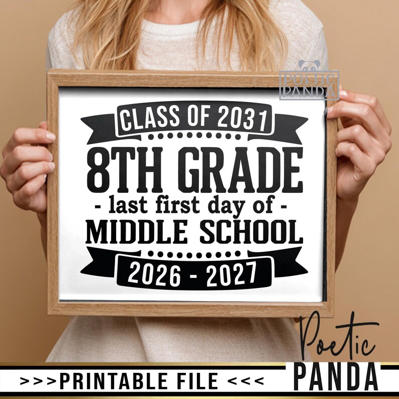 Printable Sign Last First Day of Middle School PNG, First Day of 8th ...