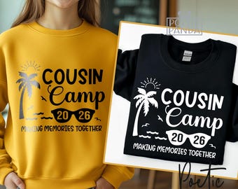 2026 いとこキャンプ SVG PNG、2026、いとこキャンプシャツ SVG、いとこバケーション SVG、ファミリーシャツ SVG、いとこクルー SVG、いとこスクワッド SVG