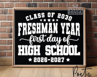Printable  1st Day Of High School Sign PNG, Freshman Year Sign, Class of 2030, First Day of 9th Grade Sign, 1st Day of 9th Grade Print