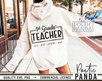 1st Grade Teacher SVG, Educator Svg, Back To School Svg, Best Teacher Svg, Teacher Shirt Svg, 1st Grade Svg, 1st Grade Teacher PNG