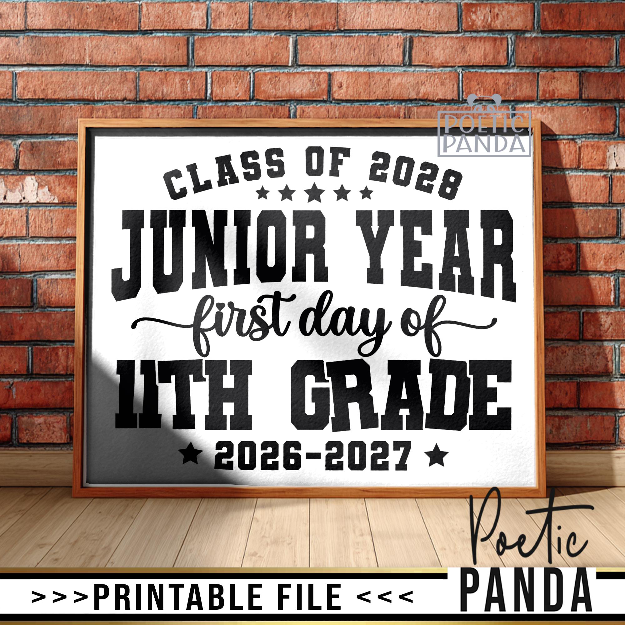 Printable 1st Day of 11th Grade Sign, Junior Year Printable Poster ...