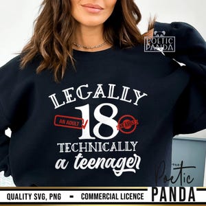 Legalmente un adulto tecnicamente un adolescente SVG PNG, regalo per il 18° compleanno SVG, maglietta per il 18° compleanno SVG, festa di compleanno per 18 anni, Cricut SVG per il 18° compleanno immagine 7