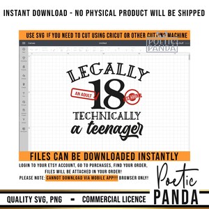 Legalmente un adulto tecnicamente un adolescente SVG PNG, regalo per il 18° compleanno SVG, maglietta per il 18° compleanno SVG, festa di compleanno per 18 anni, Cricut SVG per il 18° compleanno immagine 10