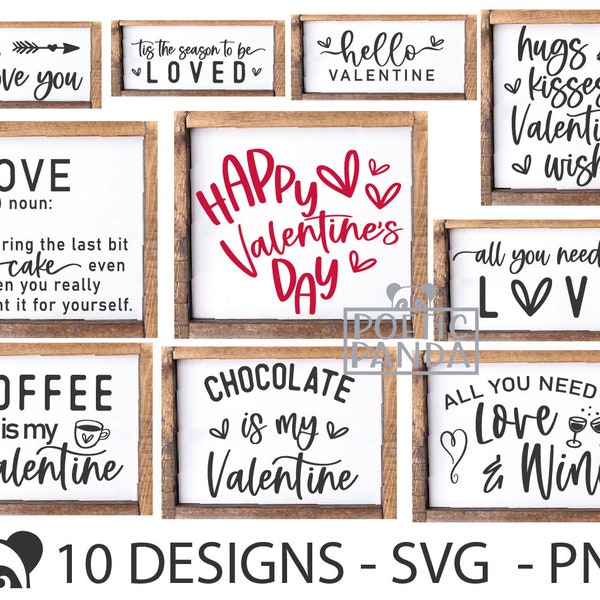 10 VALENTINES SVG PNG bungle, Valentine saying svg, Valentine sign svg, Valentine quote Cricut svg, Happy Valentine svg, Farmhouse sign svg