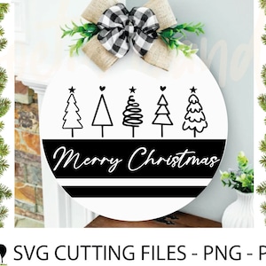 Christmas round sign Svg, Christmas Welcome Svg, Door Hanger Svg, Christmas Round Ornament Svg, Merry Christmas Svg, Christmas Trees Svg