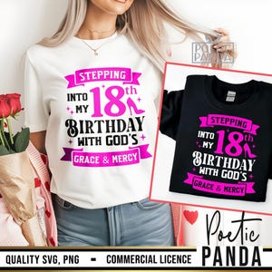 18th Birthday SVG PNG, Stepping Into My 18th Birthday Svg, 18th Birthday Shirt Png, 18th Birthday Gift Svg, Birthday Girl Svg, 18th Svg